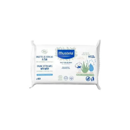 Comprar Mustela Toallitas de Algodon al Agua Bebe-Niño Bio, 60 uds