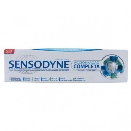 Comprar SENSODYNE ACCIÓN COMPLETA DIENTES SENSIBLES 75 ML al mejor precio en Farmacia4Estaciones, tu farmacia online Comprar SENSODYNE ACCIÓN COMPLETA DIENTES SENSIBLES 75 ML