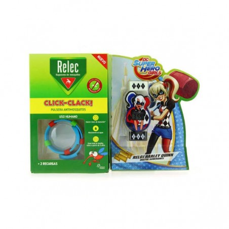 Comprar RELEC PULSERA ANTIMOSQUITOS CLICK-CLACK + RELOJ HARLEY QUINN al mejor precio en Farmacia4Estaciones, tu farmacia online Comprar RELEC PULSERA ANTIMOSQUITOS CLICK-CLACK + RELOJ HARLEY QUINN