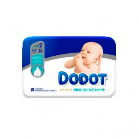 Comprar DODOT PAÑAL PRO SENSITIVE T2 4-8 KG 36 UDS al mejor precio en Farmacia4Estaciones, tu farmacia online Comprar DODOT PAÑAL PRO SENSITIVE T2 4-8 KG 36 UDS