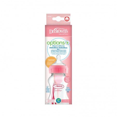 Comprar DR BROWNS OPTIONS+ BIBERÓN BOCA ANCHA ROSA 270 ML al mejor precio en Farmacia4Estaciones, tu farmacia online Comprar DR BROWNS OPTIONS+ BIBERÓN BOCA ANCHA ROSA 270 ML