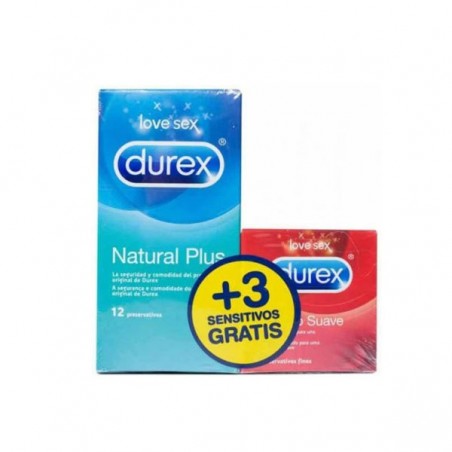 Comprar durex natural plus easy on 12 uds + 3 uds sensitive suave