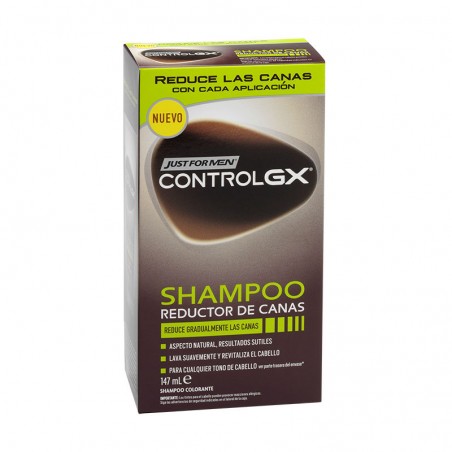 Comprar JUST FOR MEN CONTROL GX CHAMPÚ REDUCTOR DE CANAS 147 ML al mejor precio en Farmacia4Estaciones, tu farmacia online Comprar JUST FOR MEN CONTROL GX CHAMPÚ REDUCTOR DE CANAS 147 ML