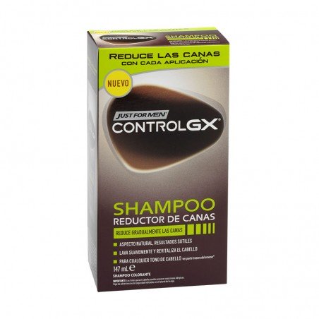 Comprar JUST FOR MEN CONTROL GX CHAMPÚ REDUCTOR DE CANAS 147 ML al mejor precio en Farmacia4Estaciones, tu farmacia online Comprar JUST FOR MEN CONTROL GX CHAMPÚ REDUCTOR DE CANAS 147 ML
