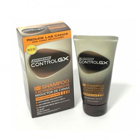Comprar JUST FOR MEN CONTROL GX CHAMPÚ Y ACONDICIONADOR REDUCTOR DE CANAS 147 ML al mejor precio en Farmacia4Estaciones, tu farmacia online Comprar JUST FOR MEN CONTROL GX CHAMPÚ Y ACONDICIONADOR REDUCTOR DE CANAS 147 ML