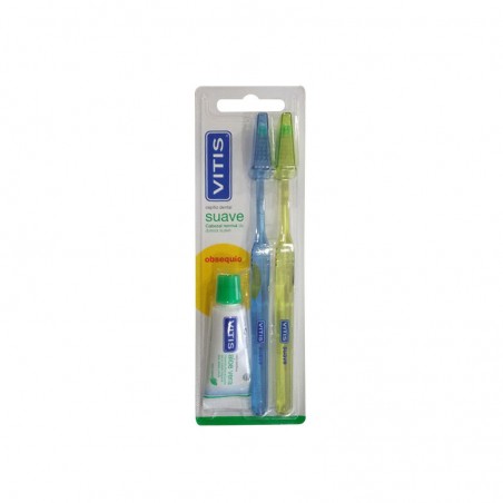 Comprar cepillo dental adulto suave duplo 2 uds + pasta dental 15 ml