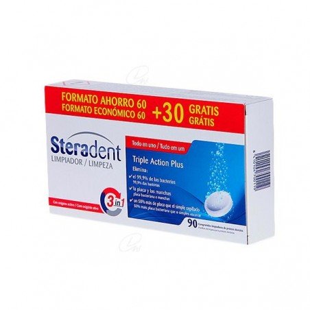 Comprar STERADENT TRIPLE ACCIÓN PLUS 90 COMP al mejor precio en Farmacia4Estaciones, tu farmacia online Comprar STERADENT TRIPLE ACCIÓN PLUS 90 COMP