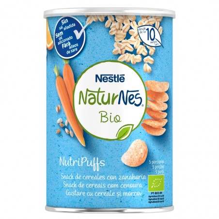 Comprar nestle naturnes bio nutripuffs snacks de cereales con zanahoria 35g al mejor precio en Farmacia4Estaciones, tu farmacia online Comprar nestle naturnes bio nutripuffs snacks de cereales con zanahoria 35g
