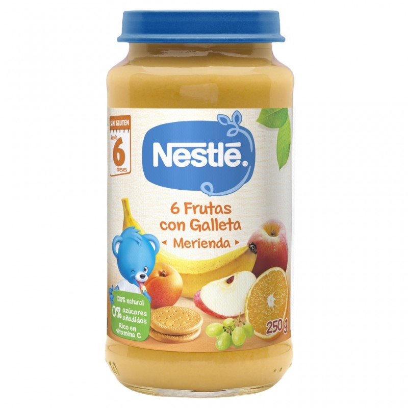 NESTLE NESTLÉ TARRITO 6 FRUTAS CON GALLETA MERIENDA 250 G