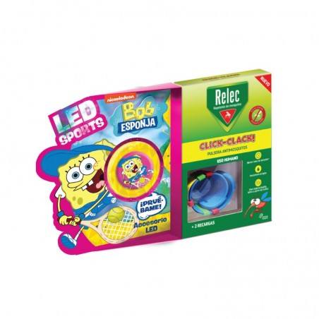 Comprar relec pulsera antimosquitos click-clack + led bob esponja tennis