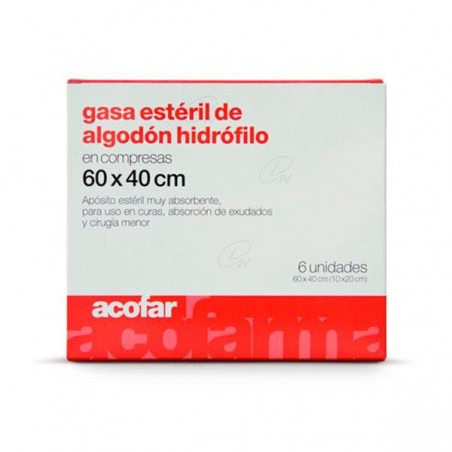 Comprar GASA ESTERIL ALGODON HIDROFILO COMPRESAS 60 X40  6 U
