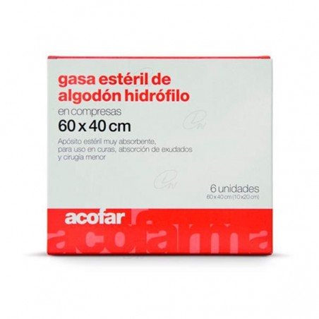 Comprar GASA ESTERIL ALGODON HIDROFILO COMPRESAS 60 X40 6 U al mejor precio en Farmacia4Estaciones, tu farmacia online Comprar GASA ESTERIL ALGODON HIDROFILO COMPRESAS 60 X40 6 U