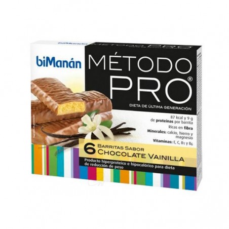 Comprar bimanan metodo pro barrita chocolate- vainilla 6 barritas