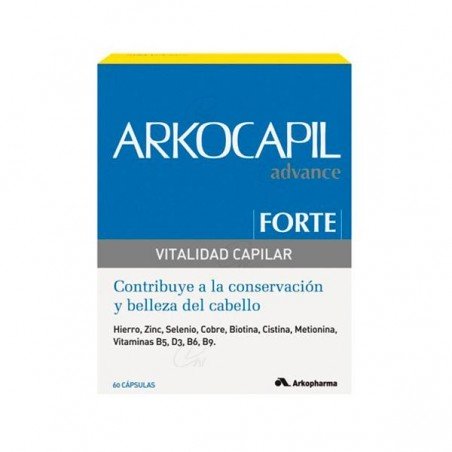 Comprar ARKOCAPIL FORTE VITALIDAD CAPILAR 60 CAPS al mejor precio en Farmacia4Estaciones, tu farmacia online Comprar ARKOCAPIL FORTE VITALIDAD CAPILAR 60 CAPS