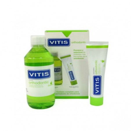 Comprar VITIS ORTHODONTIC PASTA DENTÍFRICA Y COLUTORIO PACK 100 + 500 ML al mejor precio en Farmacia4Estaciones, tu farmacia online Comprar VITIS ORTHODONTIC PASTA DENTÍFRICA Y COLUTORIO PACK 100 + 500 ML