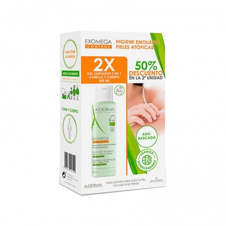 Comprar a-derma exomega control pack gel limpiador 2 en 1 emoliente 2 x 500 ml