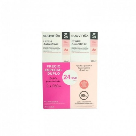 Comprar suavinex duplo crema antiestrías 2 x 250 ml al mejor precio en Farmacia4Estaciones, tu farmacia online Comprar suavinex duplo crema antiestrías 2 x 250 ml