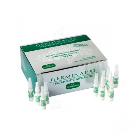Comprar GERMINAL 3.0 TRATAMIENTO ANTIAGING 1,5 ML 30 AMP al mejor precio en Farmacia4Estaciones, tu farmacia online Comprar GERMINAL 3.0 TRATAMIENTO ANTIAGING 1,5 ML 30 AMP