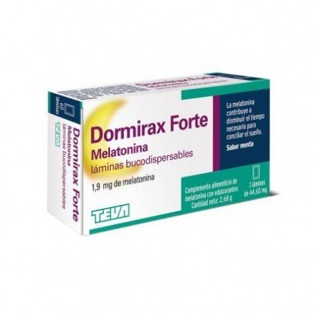 Comprar DORMIRAX FORTE MELATONINA 30 LAMINAS BUCODISPERSABLES TEVA al mejor precio en Farmacia4Estaciones, tu farmacia online Comprar DORMIRAX FORTE MELATONINA 30 LAMINAS BUCODISPERSABLES TEVA