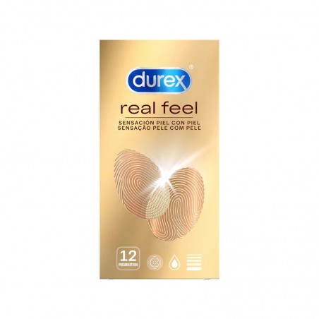 Comprar durex preservativos real feel sensación piel con piel 12 unidades