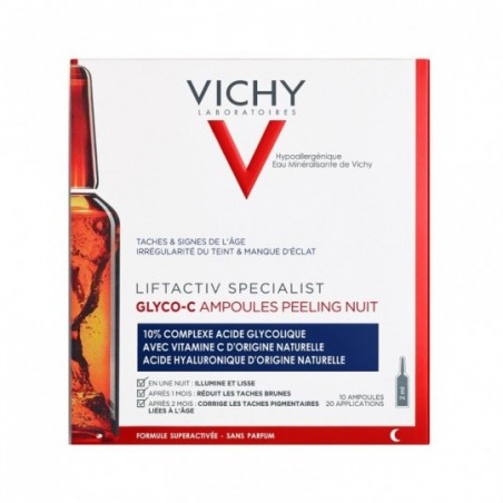Comprar VICHY LIFTACTIV SPECIALIST GLYCO-C PEELING DE NOCHE 10 AMPOLLAS al mejor precio en Farmacia4Estaciones, tu farmacia online Comprar VICHY LIFTACTIV SPECIALIST GLYCO-C PEELING DE NOCHE 10 AMPOLLAS