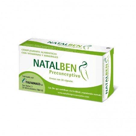 Comprar NATALBEN PRECONCEPTIVO 30 CÁPSULAS al mejor precio en Farmacia4Estaciones, tu farmacia online Comprar NATALBEN PRECONCEPTIVO 30 CÁPSULAS