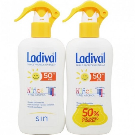 Comprar ladival duplo protector solar spray niños y piel atópica spf50+ 2 x 200 ml