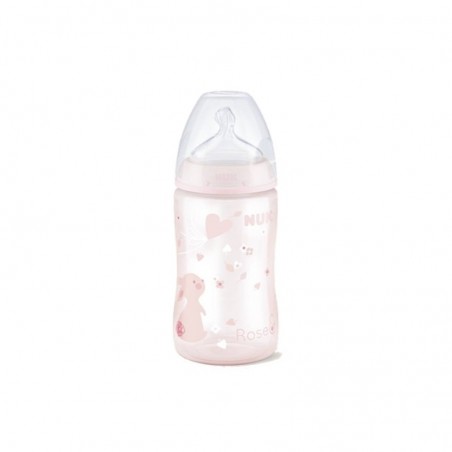 Comprar nuk baby rose & blue first choice+ biberón rosa silicona 300 ml 0-6m