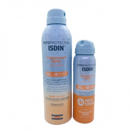 Comprar isdin pack fotoprotector transparent spray wet skin spf 50 250 ml + 100 ml