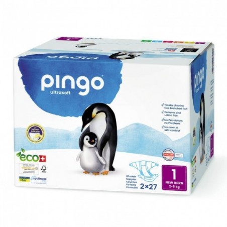 Comprar pingo pañales ecológicos talla 1 (2-5 kg) new born 2 x 27 unidades