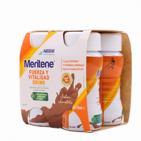 Comprar meritene fuerza y vitalidad chocolate 4 botellas x 125 ml