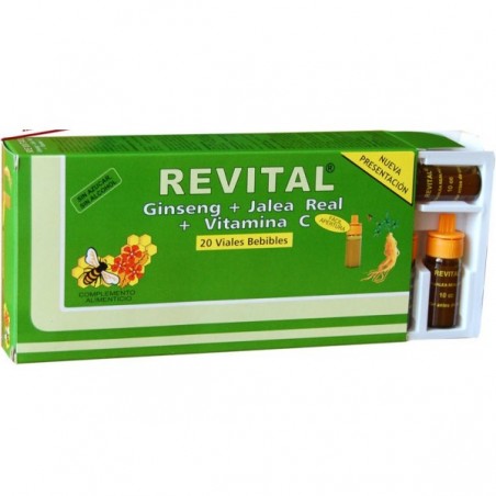 Comprar revital ginsensg + jalea real + vitamina c 20 amp al mejor precio en Farmacia4Estaciones, tu farmacia online Comprar revital ginsensg + jalea real + vitamina c 20 amp