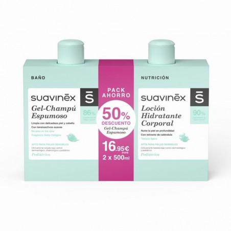 Comprar suavinex pack gel champú espumoso 500 ml + loción hidratante 500 ml