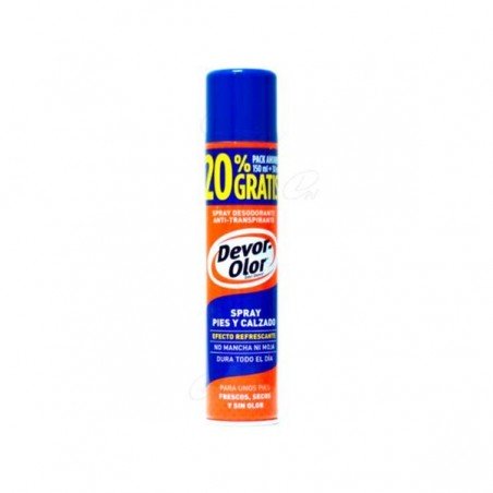 Comprar DEVOR OLOR DESODORANTE ANTITRASPIRANTE PIES Y CALZADO SPRAY 180 ML al mejor precio en Farmacia4Estaciones, tu farmacia online Comprar DEVOR OLOR DESODORANTE ANTITRASPIRANTE PIES Y CALZADO SPRAY 180 ML
