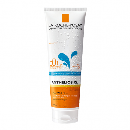Comprar La Roche-Posay Anthelios Leche-Gel Wet Skin spf50+ Protector Solar Cuerpo Piel Sensible 250ml al mejor precio en Farmacia4Estaciones, tu farmacia online Comprar La Roche-Posay Anthelios Leche-Gel Wet Skin spf50+ Protector Solar Cuerpo Piel Sensible 250ml