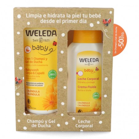 Comprar weleda pack champú 200 ml + leche corporal bebé 200 ml