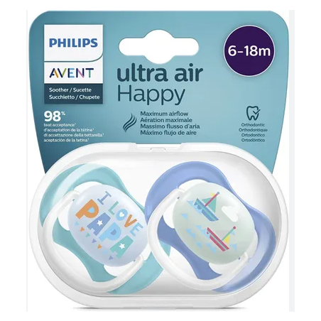 Comprar avent chupete ultra air happy 6-18m niño 2und scf080/03