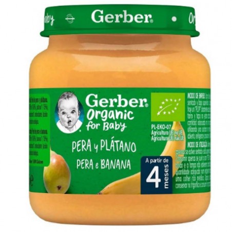 Comprar gerber organic pera y plátano +4m 125 g