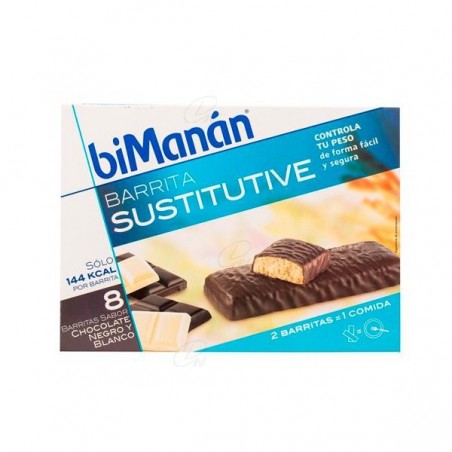 Comprar bimanan barrita chocolate negro y blanco 320 g 40 g x 8 u