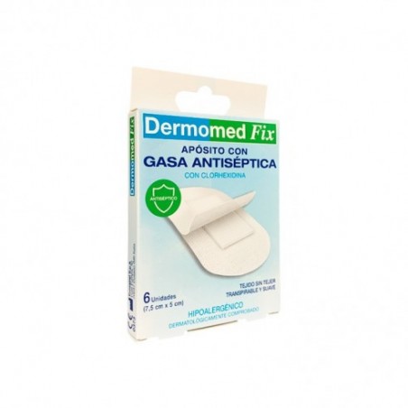 Comprar dermomed fix apósito con gasa antiséptica 6 unidades 7.5cm x 5cm al mejor precio en Farmacia4Estaciones, tu farmacia online Comprar dermomed fix apósito con gasa antiséptica 6 unidades 7.5cm x 5cm