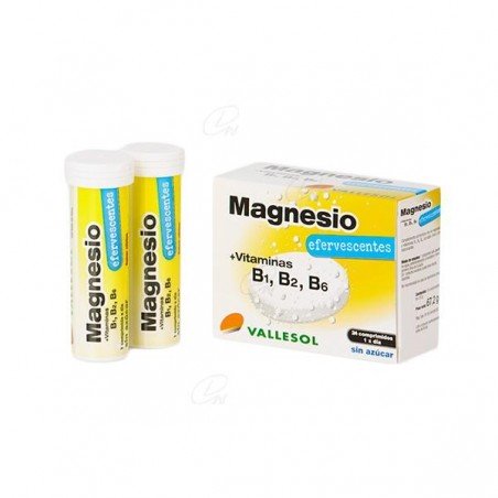 Comprar VALLESOL MAGNESIO +VITAMINAS B1, B2, B6 al mejor precio en Farmacia4Estaciones, tu farmacia online Comprar VALLESOL MAGNESIO +VITAMINAS B1, B2, B6