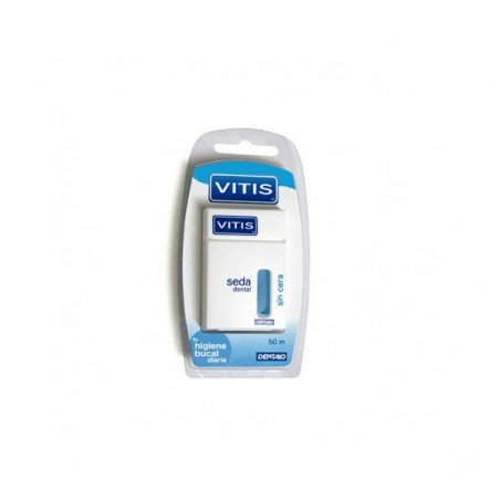 Comprar VITIS SEDA DENTAL SIN CERA 50 M 1 UD al mejor precio en Farmacia4Estaciones, tu farmacia online Comprar VITIS SEDA DENTAL SIN CERA 50 M 1 UD