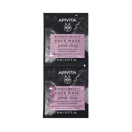 Comprar Apivita Express Beauty mascarilla facial limpieza suave con arcilla rosa, 2x8 ml