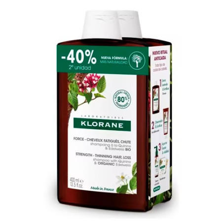 Comprar Klorane Duplo Champú a la Quinina con Vitamina B, 2x400 ml