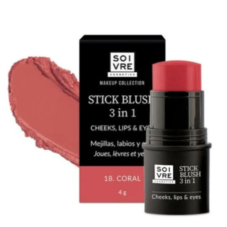 Comprar Soivre Colorete en Stick 3 en 1 Mejillas, Labios y Ojos Color Coral, 4 gr
