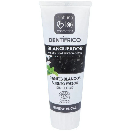 Comprar Naturabio Dentífrico Blanqueante Menta Carbón, 75 ml.