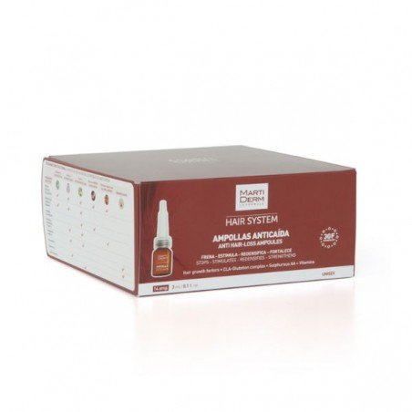 Comprar MARTIDERM AMPOLLAS ANTICAÍDA HAIR SYSTEM 14 AMP al mejor precio en Farmacia4Estaciones, tu farmacia online Comprar MARTIDERM AMPOLLAS ANTICAÍDA HAIR SYSTEM 14 AMP